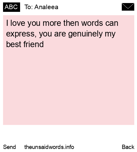 unsent message to Analeea