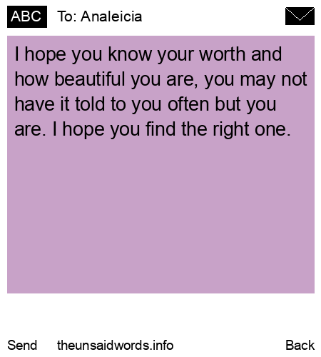 unsent message to Analeicia