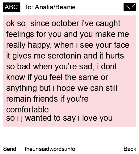 unsent message to Analia/Beanie