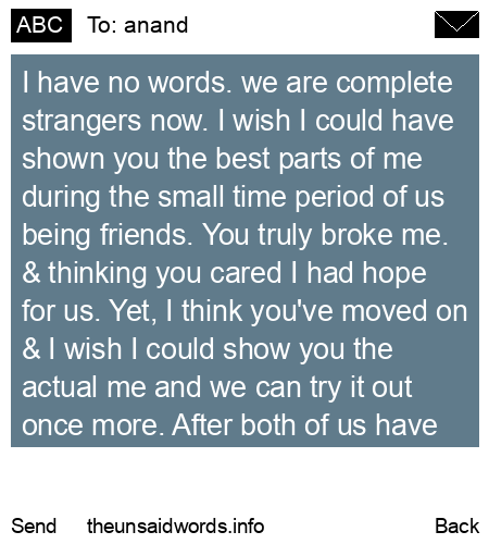 unsent message to anand