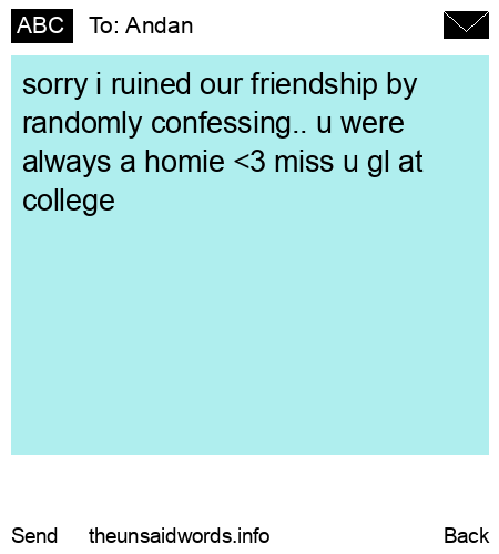 unsent message to Andan
