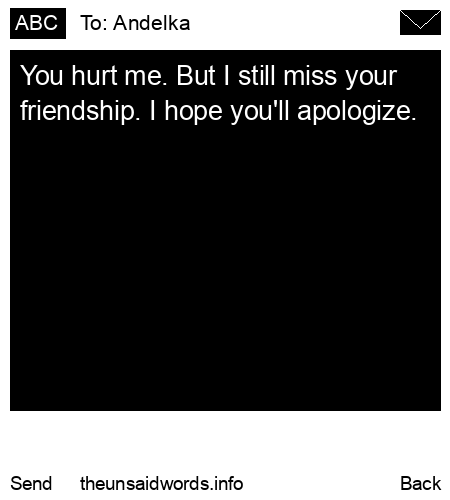 unsent message to Andelka