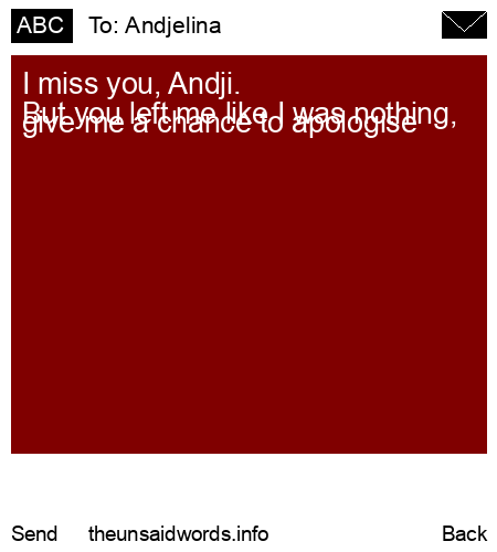 unsent message to Andjelina