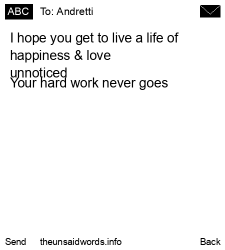 unsent message to Andretti