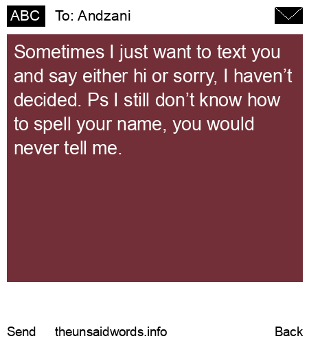 unsent message to Andzani
