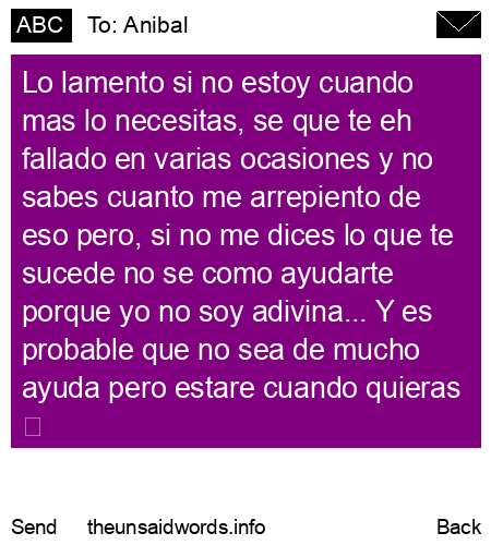 unsent message to Anibal