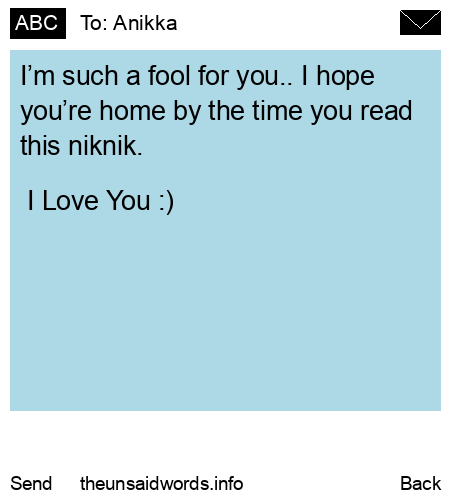 unsent message to Anikka