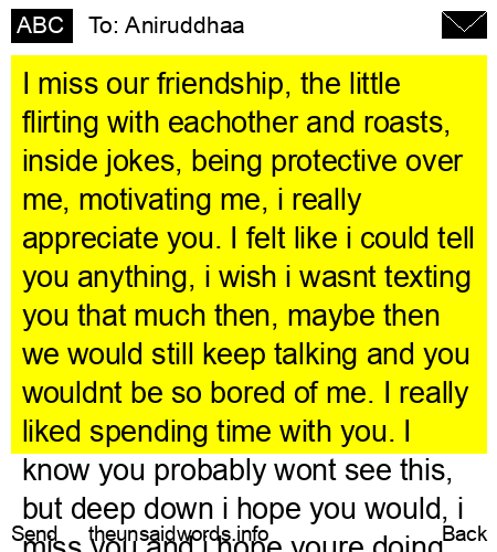 unsent message to Aniruddhaa