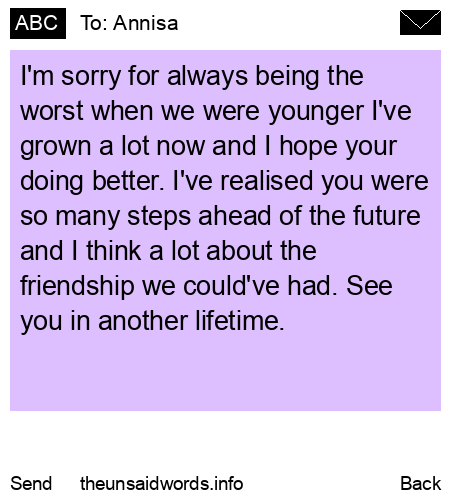unsent message to Annisa