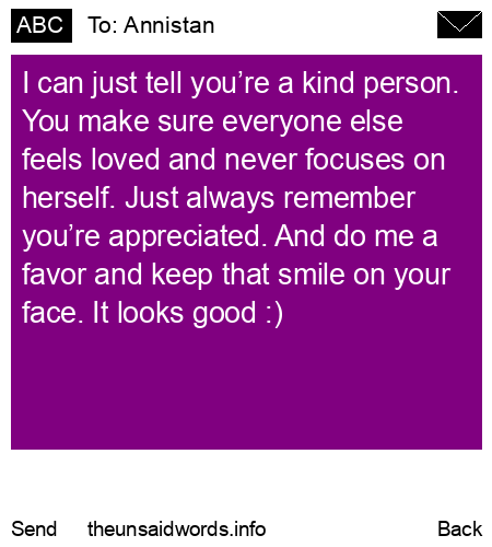 unsent message to Annistan