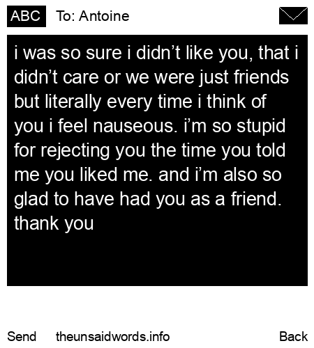 unsent message to Antoine