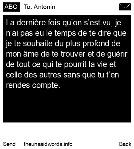 unsent message to Antonin