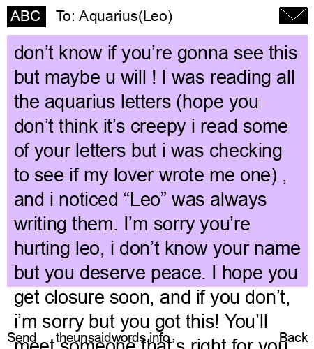 unsent message to Aquarius(Leo)