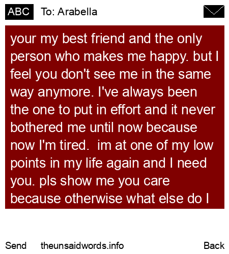unsent message to Arabella