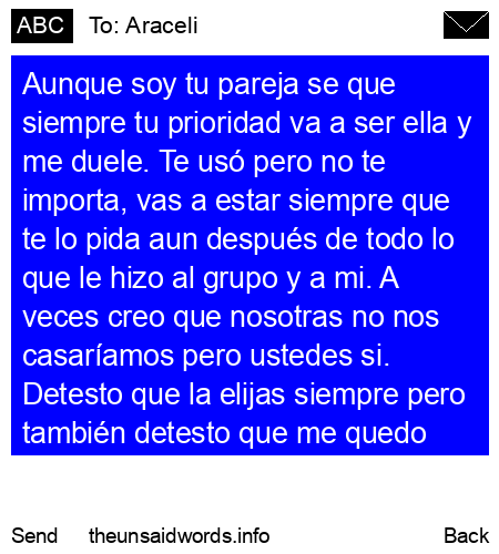 unsent message to Araceli