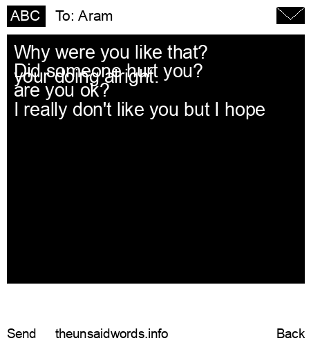 unsent message to Aram