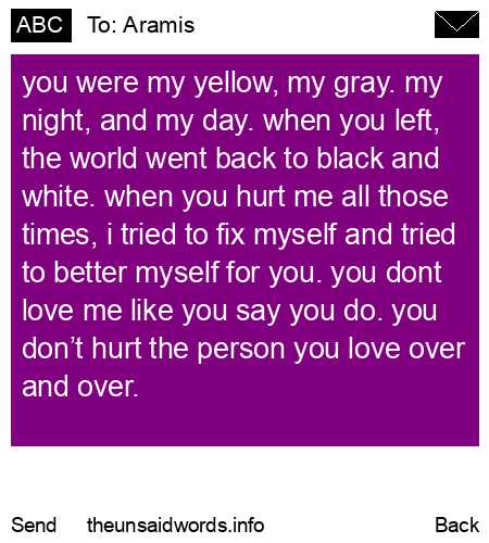 unsent message to Aramis