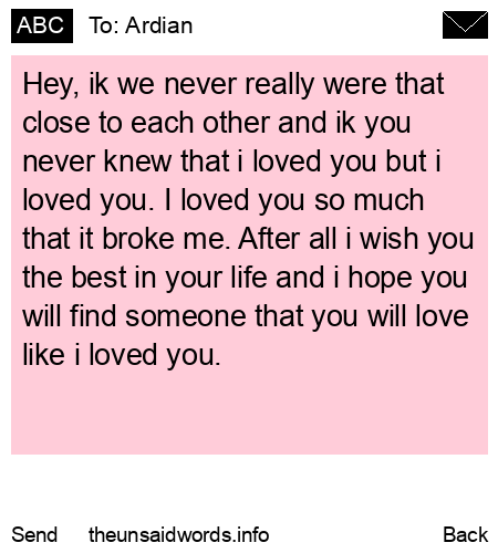 unsent message to Ardian