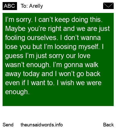 unsent message to Arelly