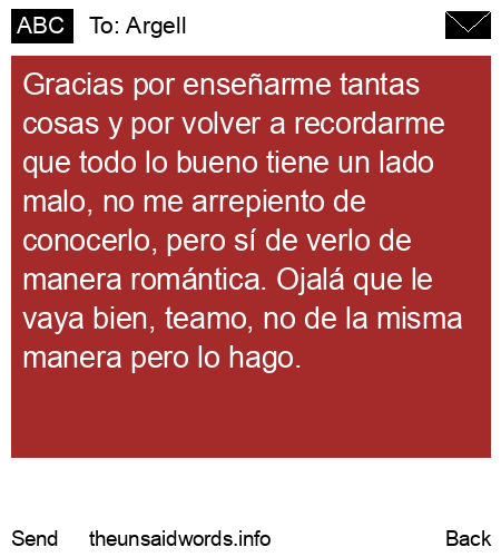 unsent message to Argell