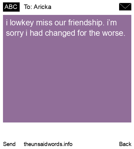 unsent message to Aricka