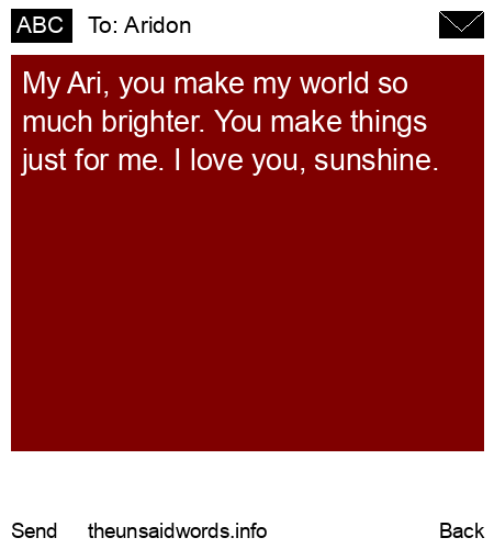 unsent message to Aridon
