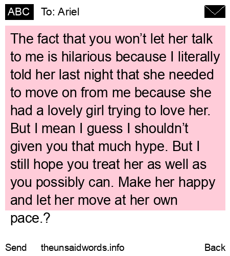 unsent message to Ariel
