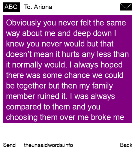 unsent message to Ariona