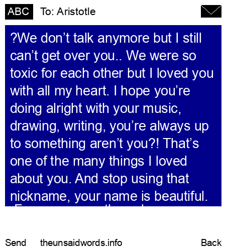 unsent message to Aristotle