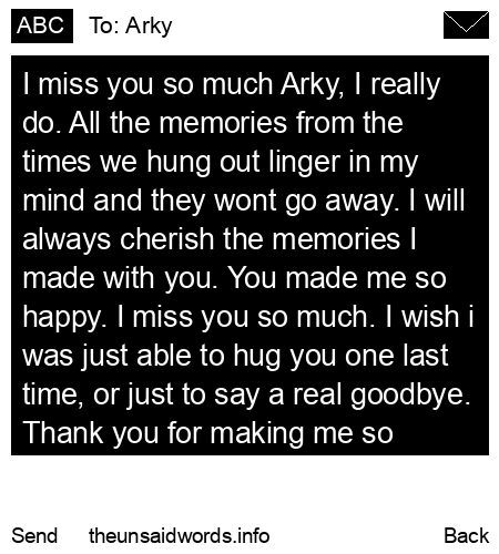 unsent message to Arky