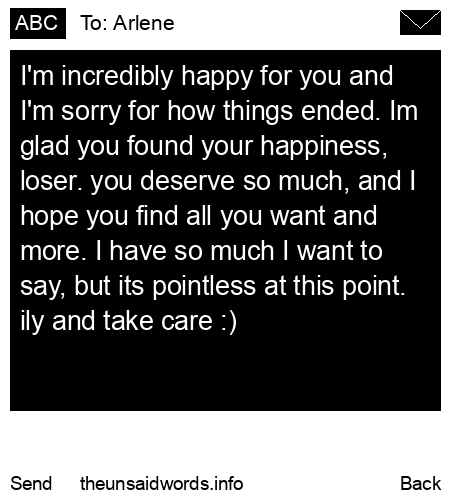 unsent message to Arlene