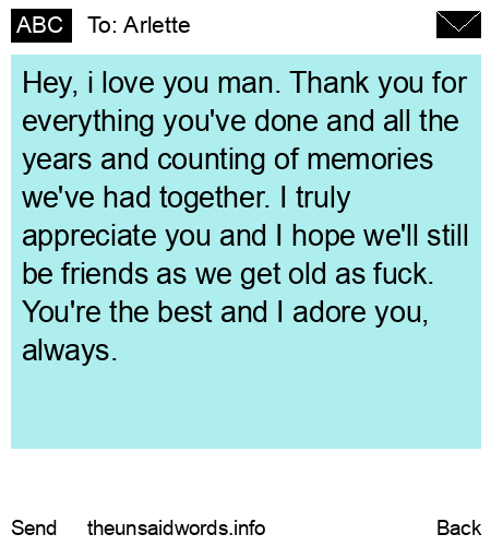 unsent message to Arlette