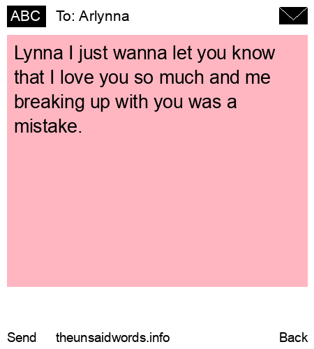 unsent message to Arlynna
