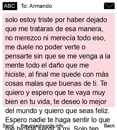 unsent message to Armando