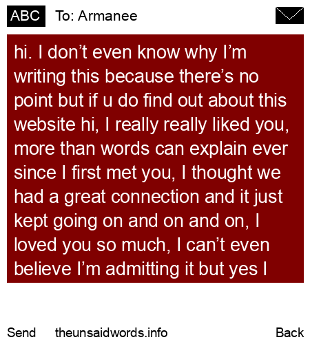 unsent message to Armanee
