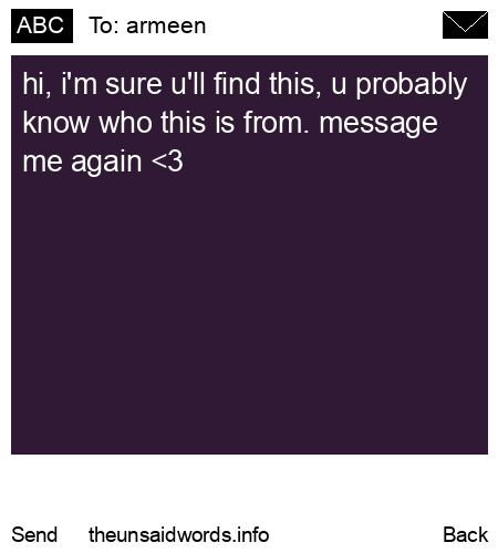 unsent message to armeen