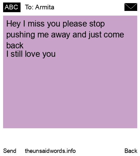 unsent message to Armita