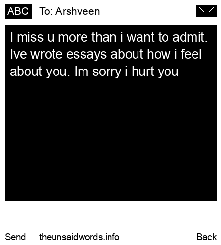 unsent message to Arshveen
