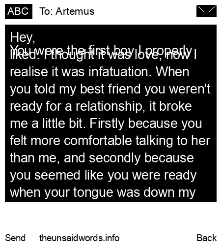 unsent message to Artemus