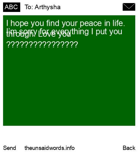 unsent message to Arthysha