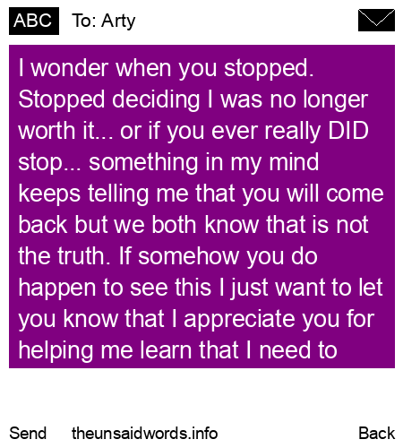 unsent message to Arty