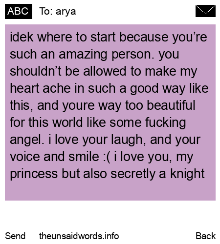 unsent message to arya