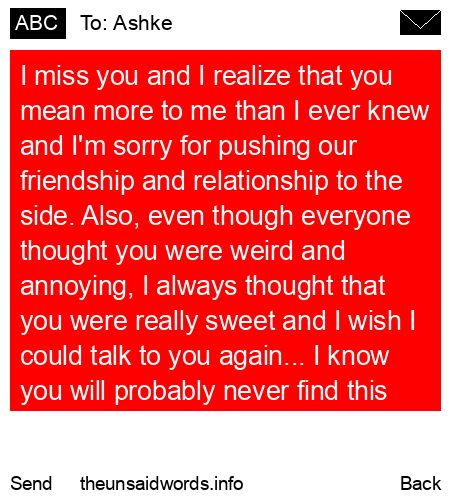 unsent message to Ashke