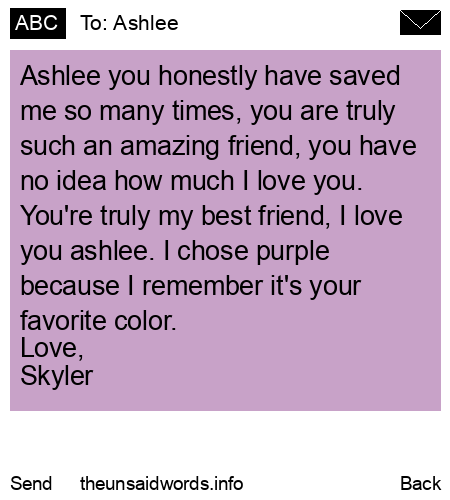 unsent message to Ashlee