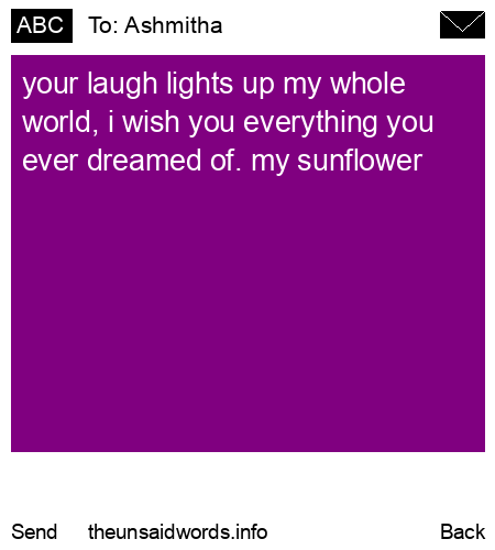 unsent message to Ashmitha