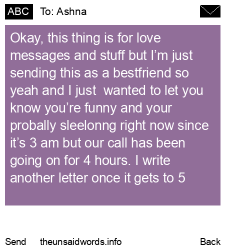 unsent message to Ashna