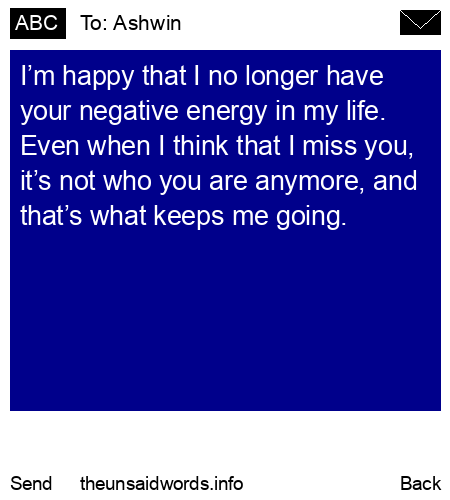 unsent message to Ashwin