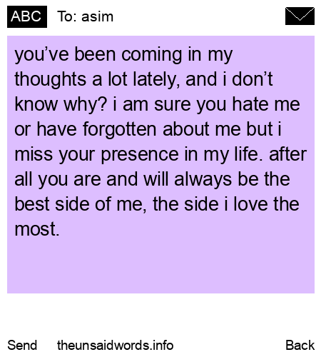 unsent message to asim