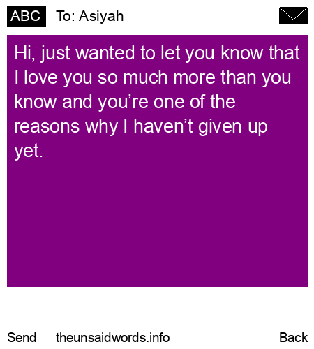 unsent message to Asiyah