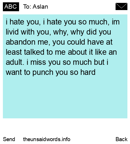 unsent message to Aslan